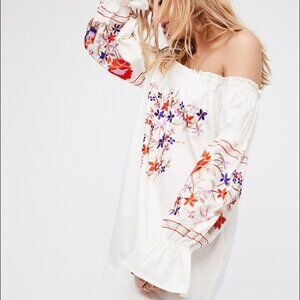 NWT BoHo Free People Fleur Du Jour Enchanted Garden Ivory Mini Dress S